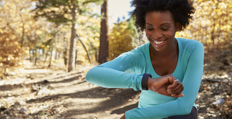 Woman reading apple watch