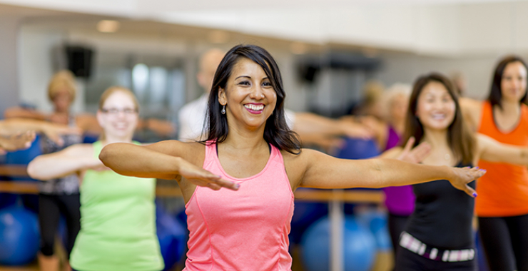 Woman working out in a gym